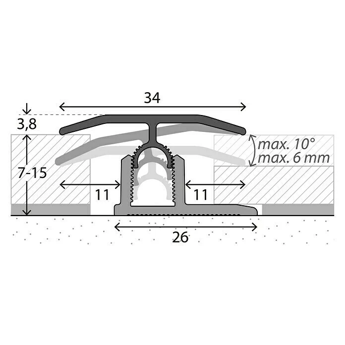 Bestpreis 👍 BAUHAUS LOGOCLIC Übergangsprofil 303 Edelstahl Matt, 0,9 M X 34 Mm, Montageart: Stecken ✨ – Bild 2