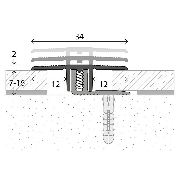 Bestes Angebot ⌛ BAUHAUS LOGOCLIC Übergangsprofil 220 Silber, 2,7 M X 34 Mm, Montageart: Schrauben 💯 – Bild 2
