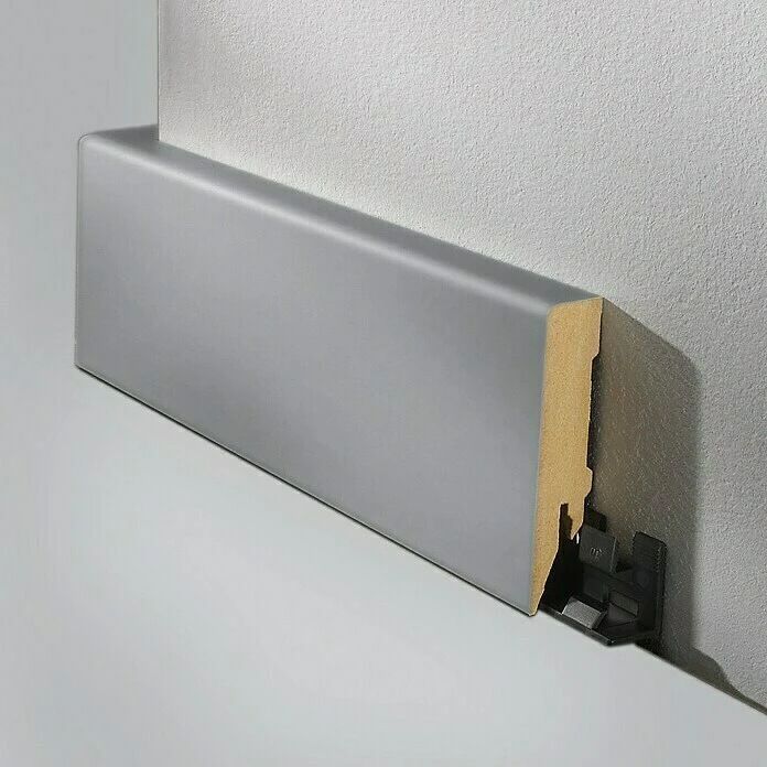 Am billigsten ✔️ BAUHAUS LOGOCLIC Sockelleiste Aluminium 2,6 M X 80 Mm X 18 Mm, Gerade ✔️