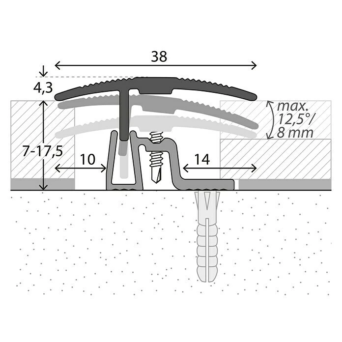 Angebote 🌟 BAUHAUS LOGOCLIC Übergangsprofil 401 Edelstahl Matt, 0,9 M X 38 Mm, Montageart: Schrauben ⌛ – Bild 2