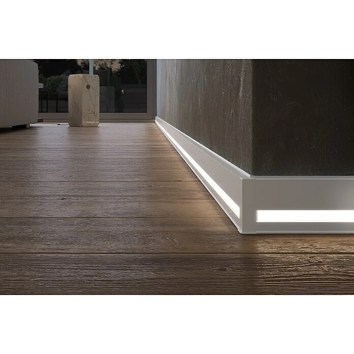 Neu ✨ BAUHAUS Deckprofil Cubica LS80 Light Down Weiß, 2,5 M X 19 Mm X 80 Mm 👍 – Bild 3