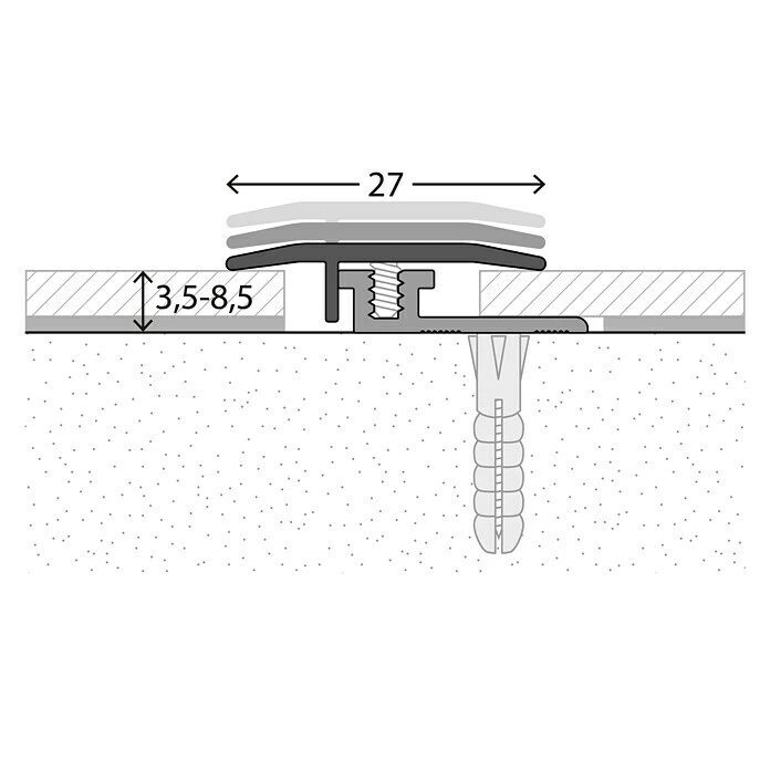 Am billigsten ⭐ BAUHAUS LOGOCLIC Übergangsprofil 326 Silber, 0,9 M X 27 Mm, Montageart: Schrauben ✔️ – Bild 2