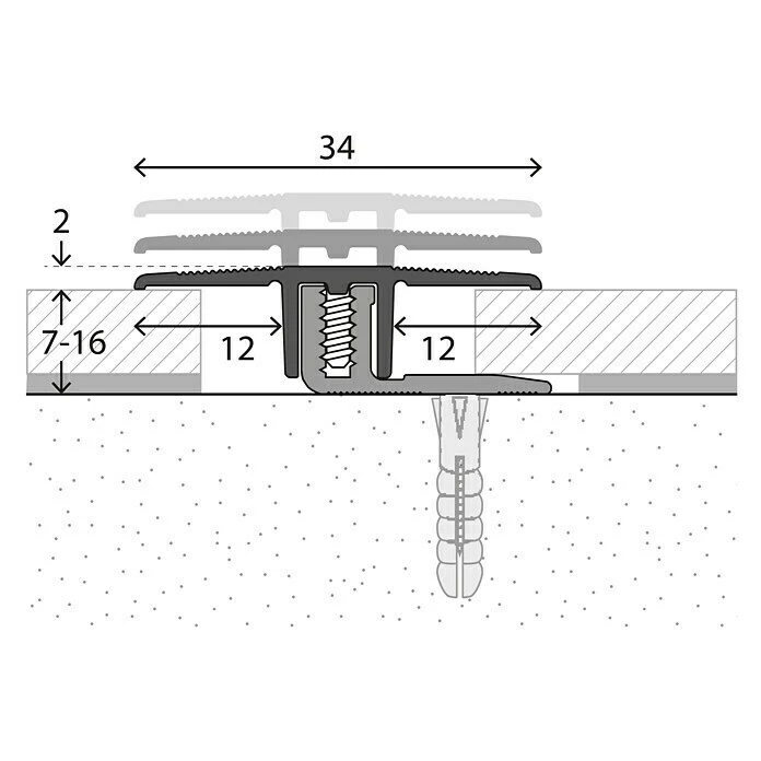 Bester Verkauf ✨ BAUHAUS LOGOCLIC Übergangsprofil 220 Sahara, 0,9 M X 34 Mm, Montageart: Schrauben 🔥 – Bild 2
