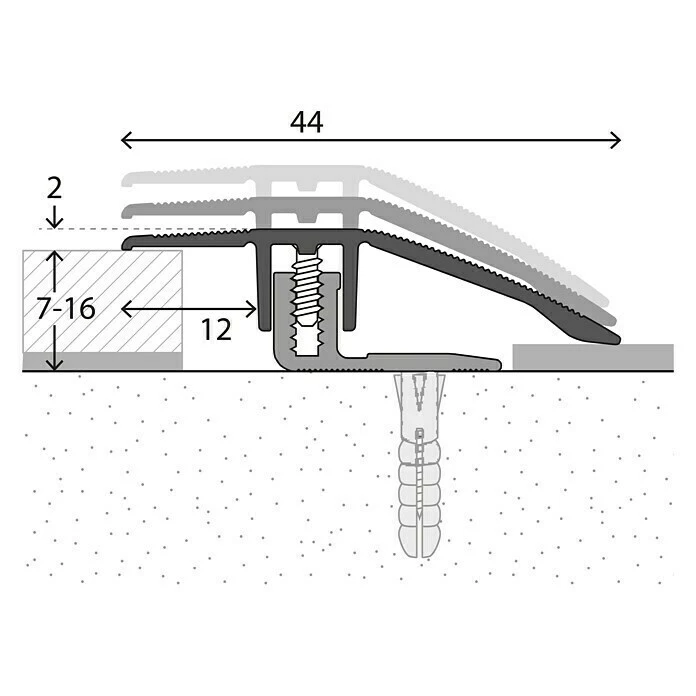 Billig 🌟 BAUHAUS LOGOCLIC Anpassprofil 221 Silber, 0,9 M X 44 Mm, Montageart: Schrauben ❤️ – Bild 2